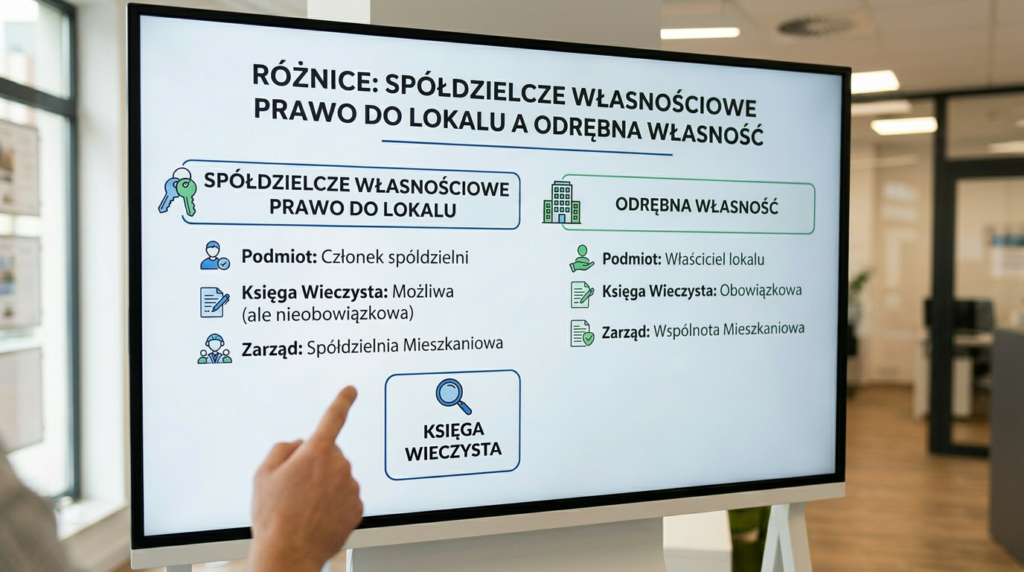 Spółdzielcze własnościowe prawo do&nbsp;lokalu a&nbsp;odrębna własność —&nbsp;różnice, księga wieczysta i&nbsp;dożywocie