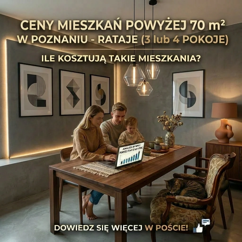 Ceny mieszkań powyżej 70 m² na&nbsp;Ratajach w&nbsp;Poznaniu – analiza rynku wtórnego